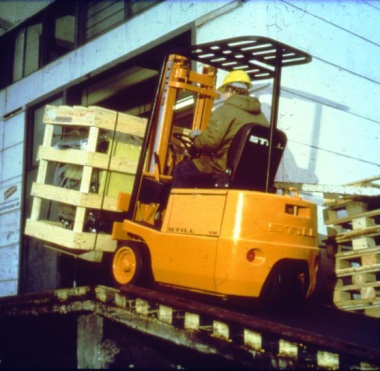 forklift on an incline